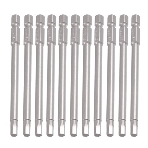 Unique Bargains 10Pcs 1/4" Shank 100mm Length 4mm Hex Head Magnetic Screwdriver Bits