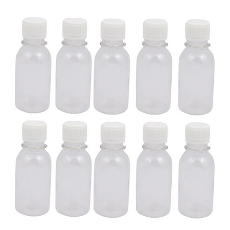 Unique Bargains 10Pcs 100ml Plastic Bottle Transparent DIY Round Bottle w White Cover