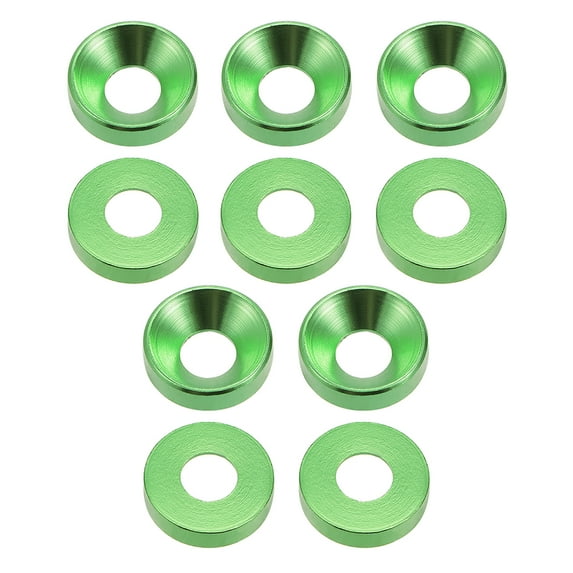 Unique Bargains 10Pcs 12mm x 5mm x 3.2mm Aluminum Alloy Countersunk Washer Green for Screw Bolt