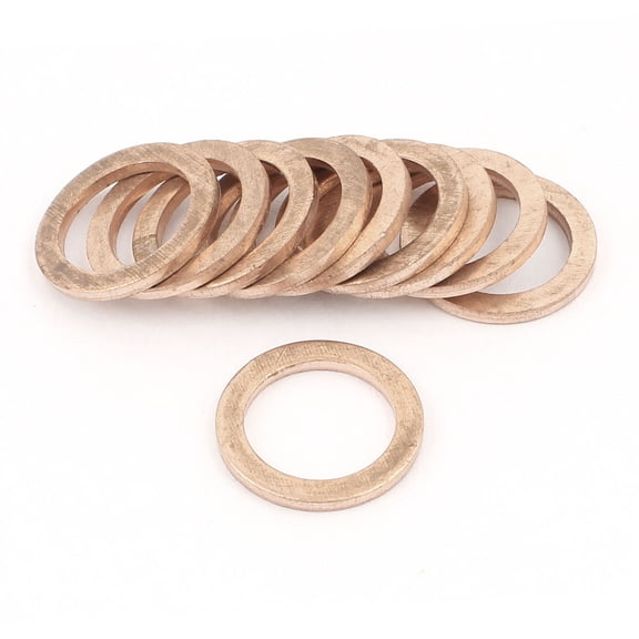 Unique Bargains 10Pcs 12mmx17mmx1.5mm Copper Crush Washer Flat Ring Gasket Fitting