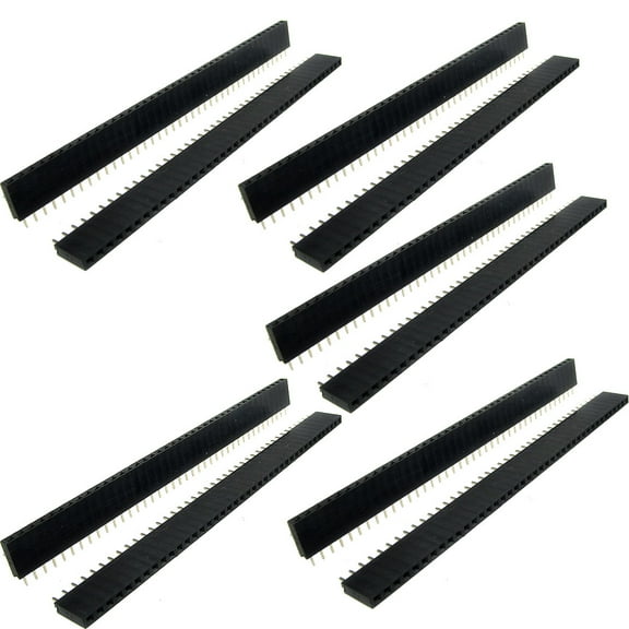 Unique Bargains 10Pcs 1x40 Pin 2.54mm Pitch Straight Single Row PCB Female Headers