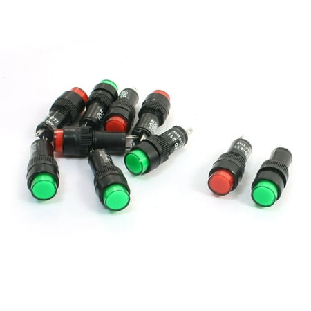 Unique Bargains 10Pcs 2 Pin Red Green Neon Bulb Signal Lamps Indicator Lights 220V