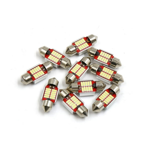 Unique Bargains 10Pcs 31mm White 10 LEDs 4014- Canbus Festoon Dome Light for Car Interior