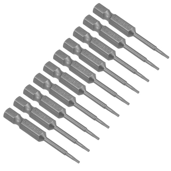 Unique Bargains 10Pcs 50mm Long 1/4" Hex Shank T5 Torx Screwdriver Bits S2 High Alloy Steel