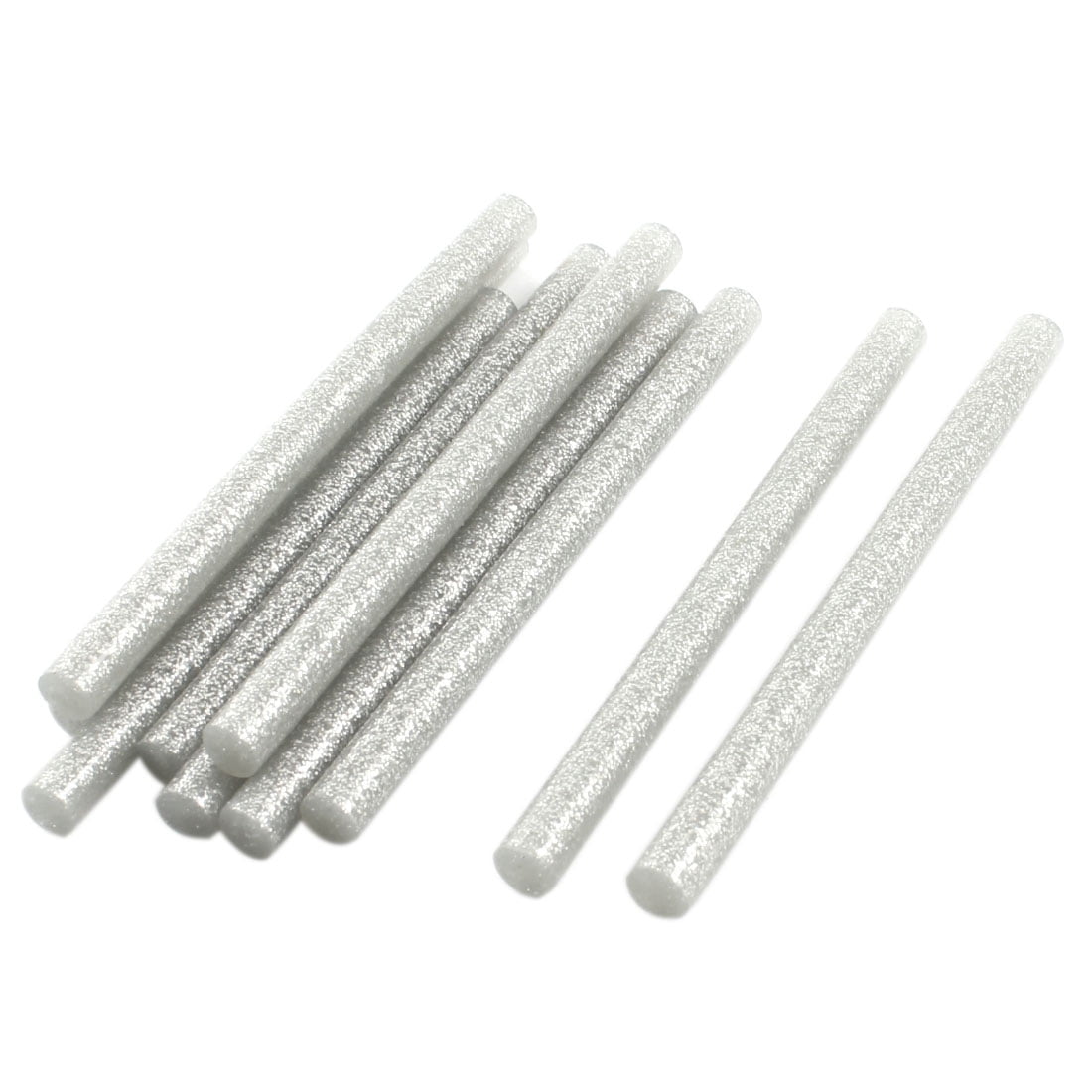 Unique Bargains 10Pcs 7mm Silver Tone Glitter Hot Melt Glue Sticks for