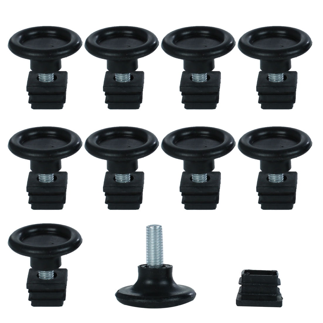 Unique Bargains 10Pcs Adjustable Feet Square Inserts Furniture Glide Black 0.79" x 0.79"