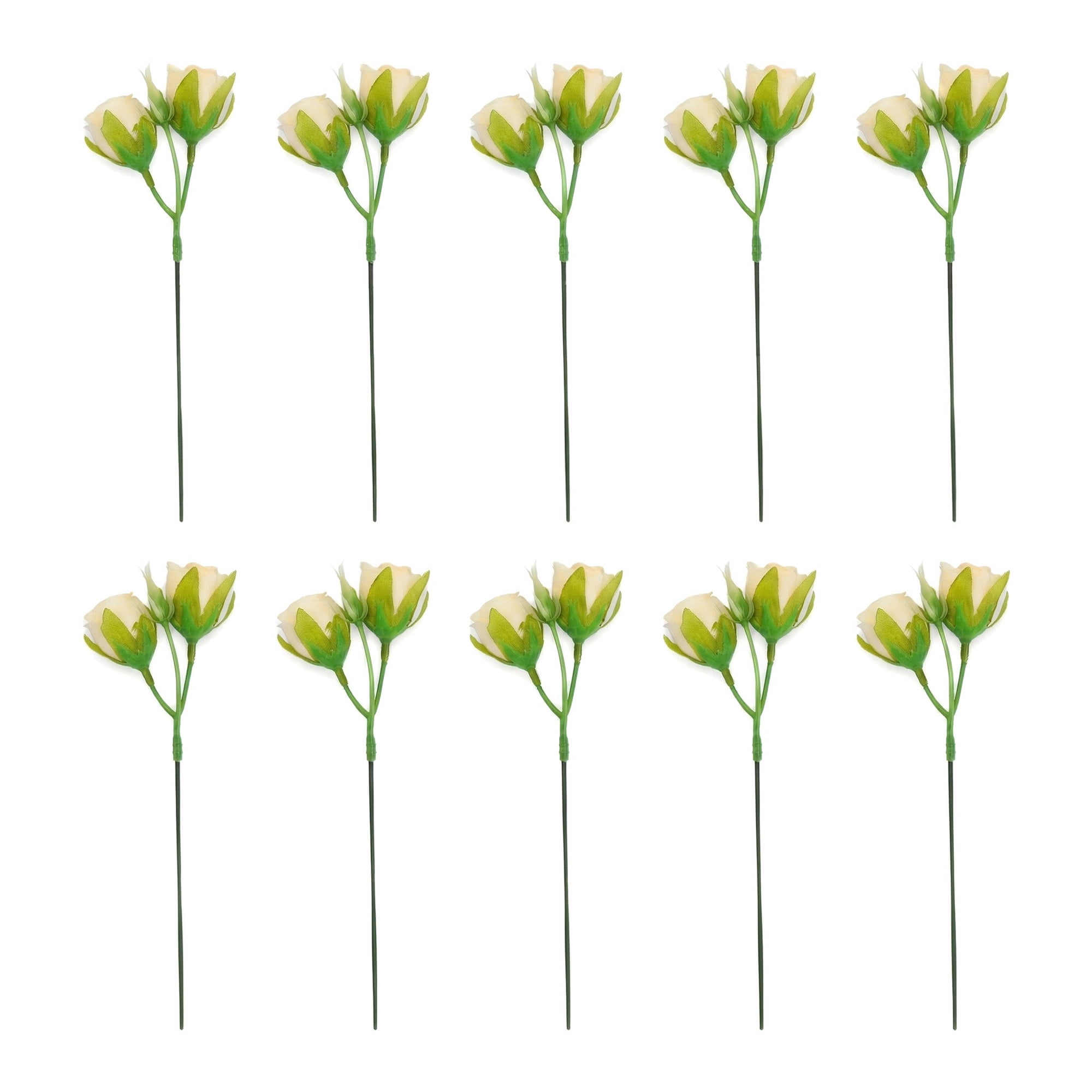 Unique Bargains 10Pcs Artificial Bulk Silk Rose Bouquet Champagne 9.4inch