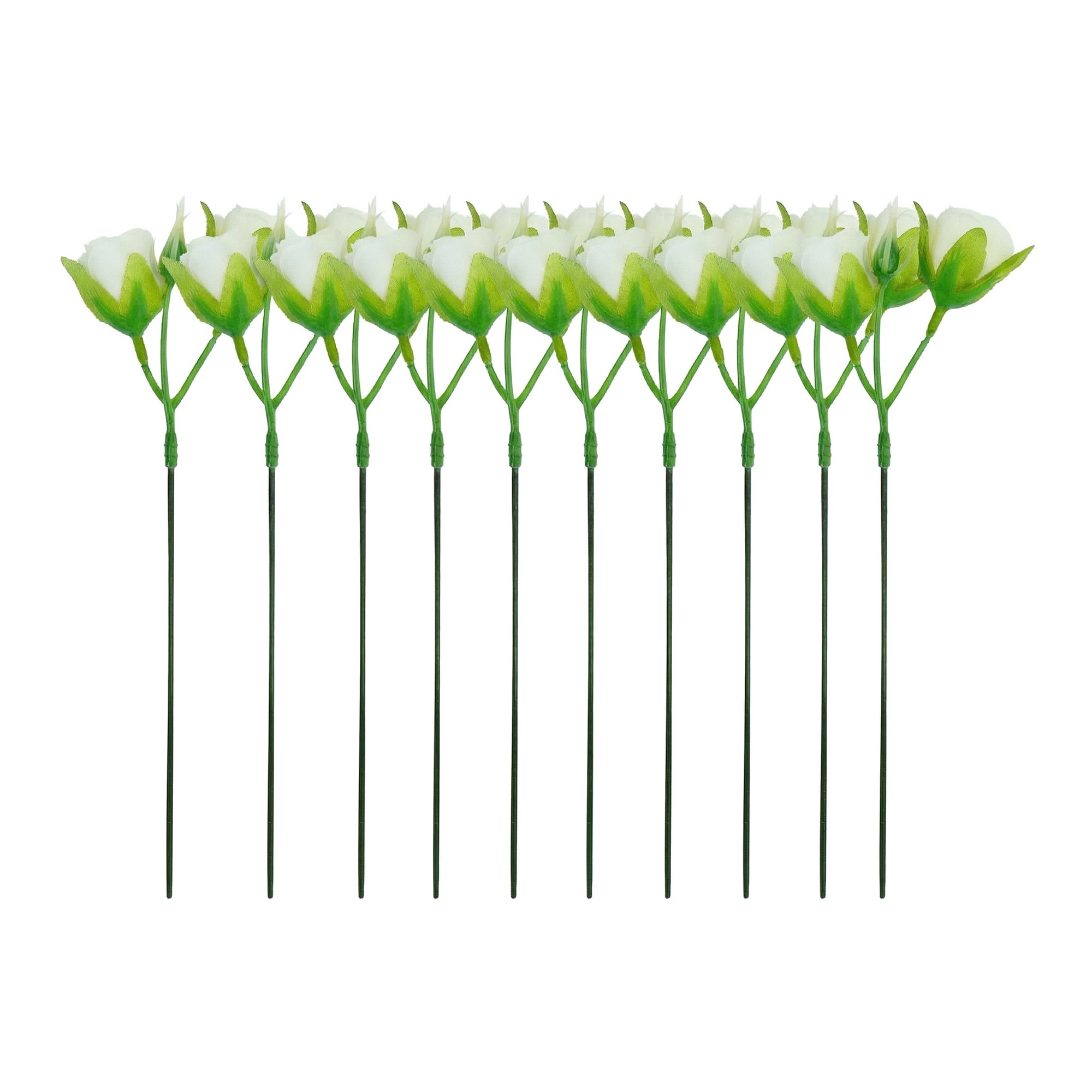 Unique Bargains 10Pcs Artificial Bulk Silk Rose Bouquet White 9.4inch