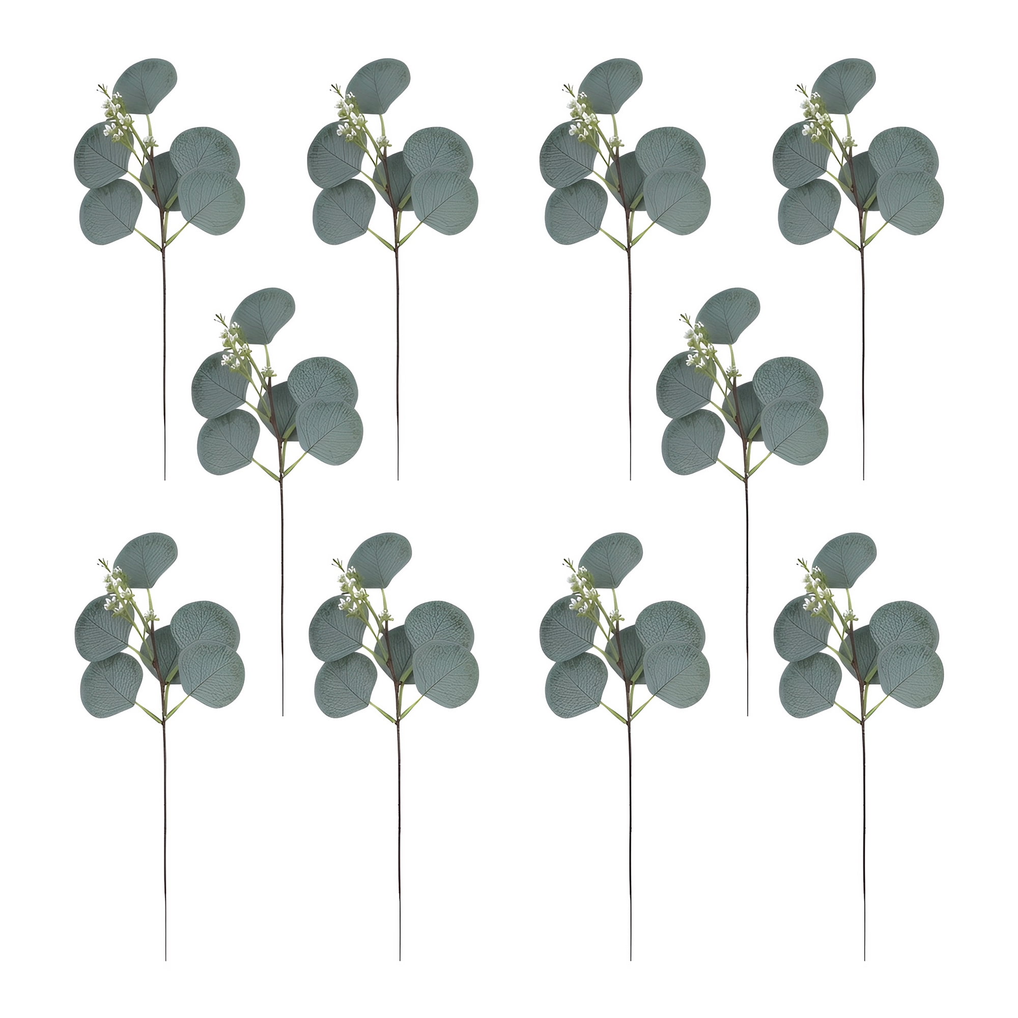 Unique Bargains 10Pcs Artificial Eucalyptus Stems Silver Dollar Leaves Green Fruit 13in