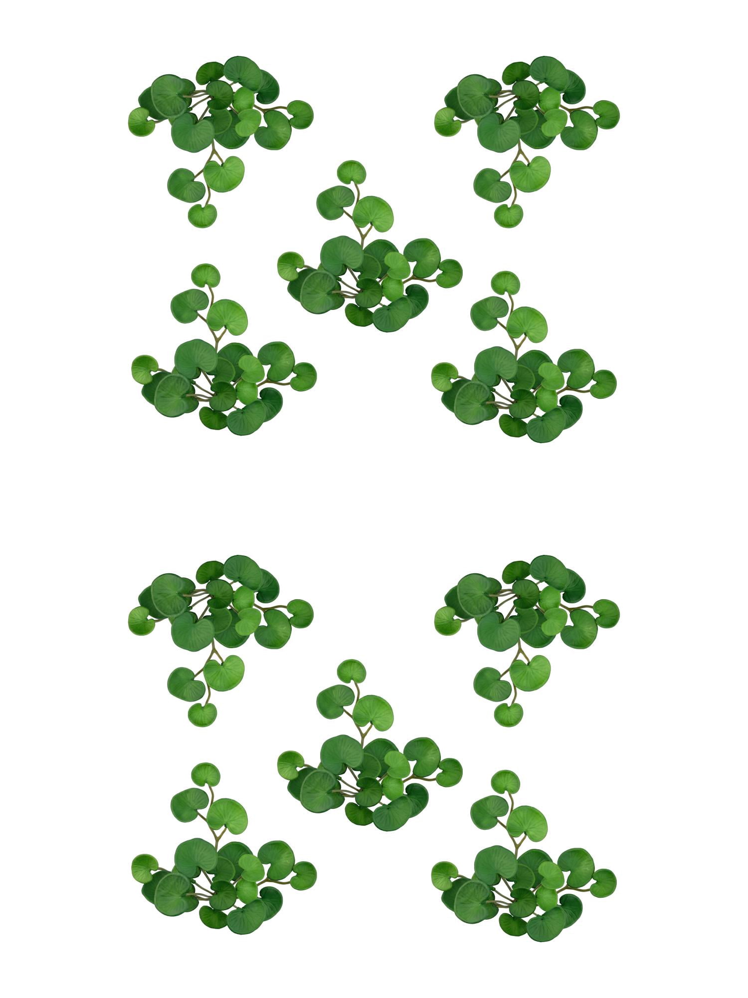 Unique Bargains 10Pcs Artificial Faux Pennywort Money Grass White Spots Decor 6.7" Green