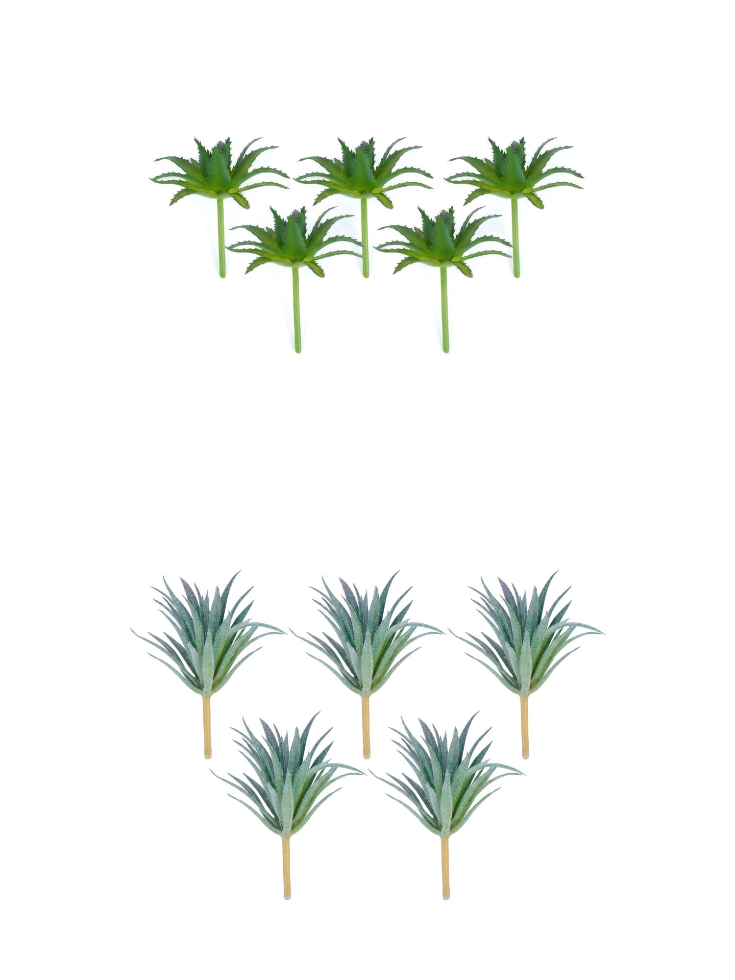 Unique Bargains 10Pcs Artificial Plants 2.8" Aloe Plant Green Sword Grass Gray-Green