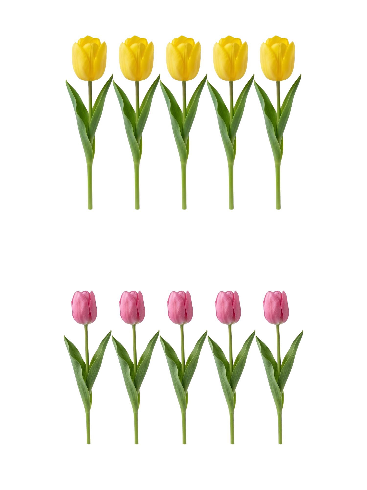 Unique Bargains 10Pcs Artificial Real Touch Tulips Mini Bouquet Light Purple Yellow 9.8"