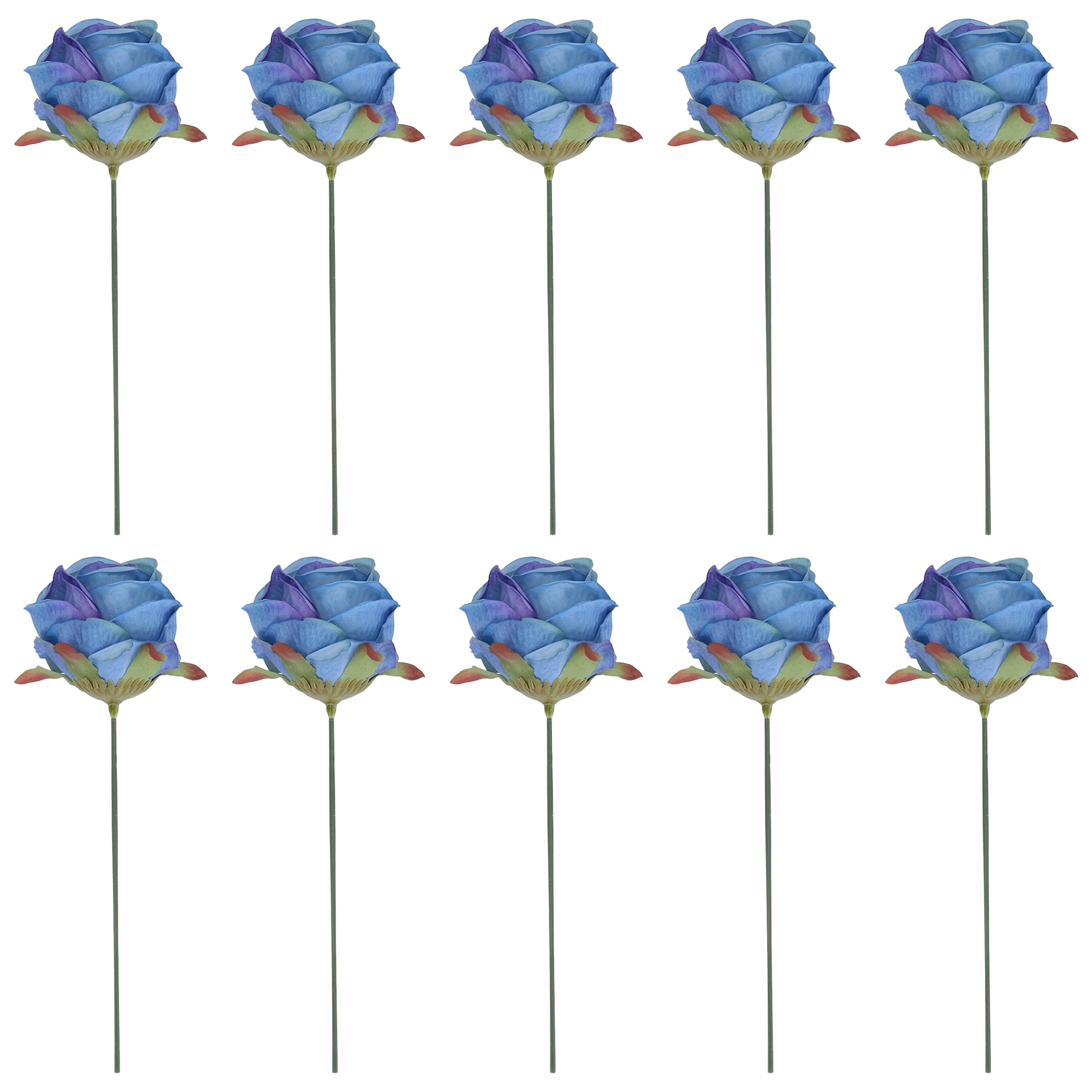 Unique Bargains 10Pcs Artificial Rose Flowers Petite Silk Bouquets Dark Blue 8.1 in