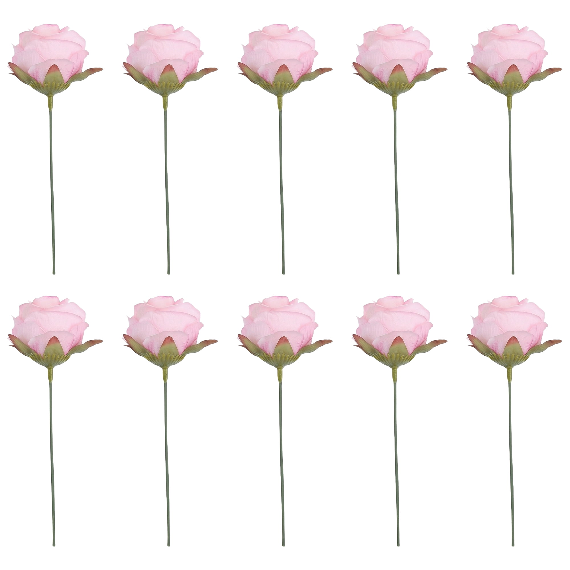 Unique Bargains 10Pcs Artificial Rose Flowers Petite Silk Bouquets Dark Pink 8.1 in