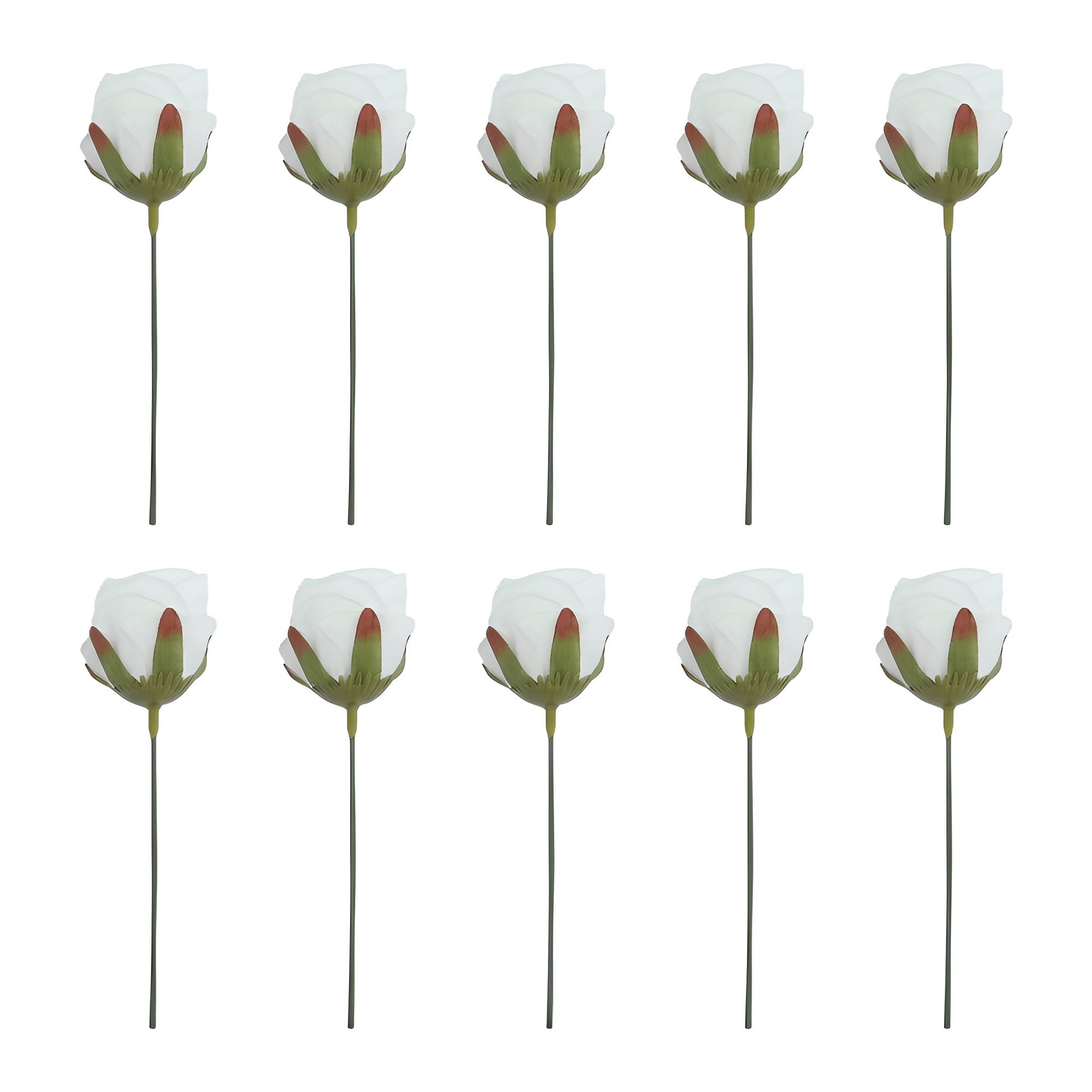 Unique Bargains 10Pcs Artificial Rose Flowers Petite Silk Bouquets Light Green 8.1 in
