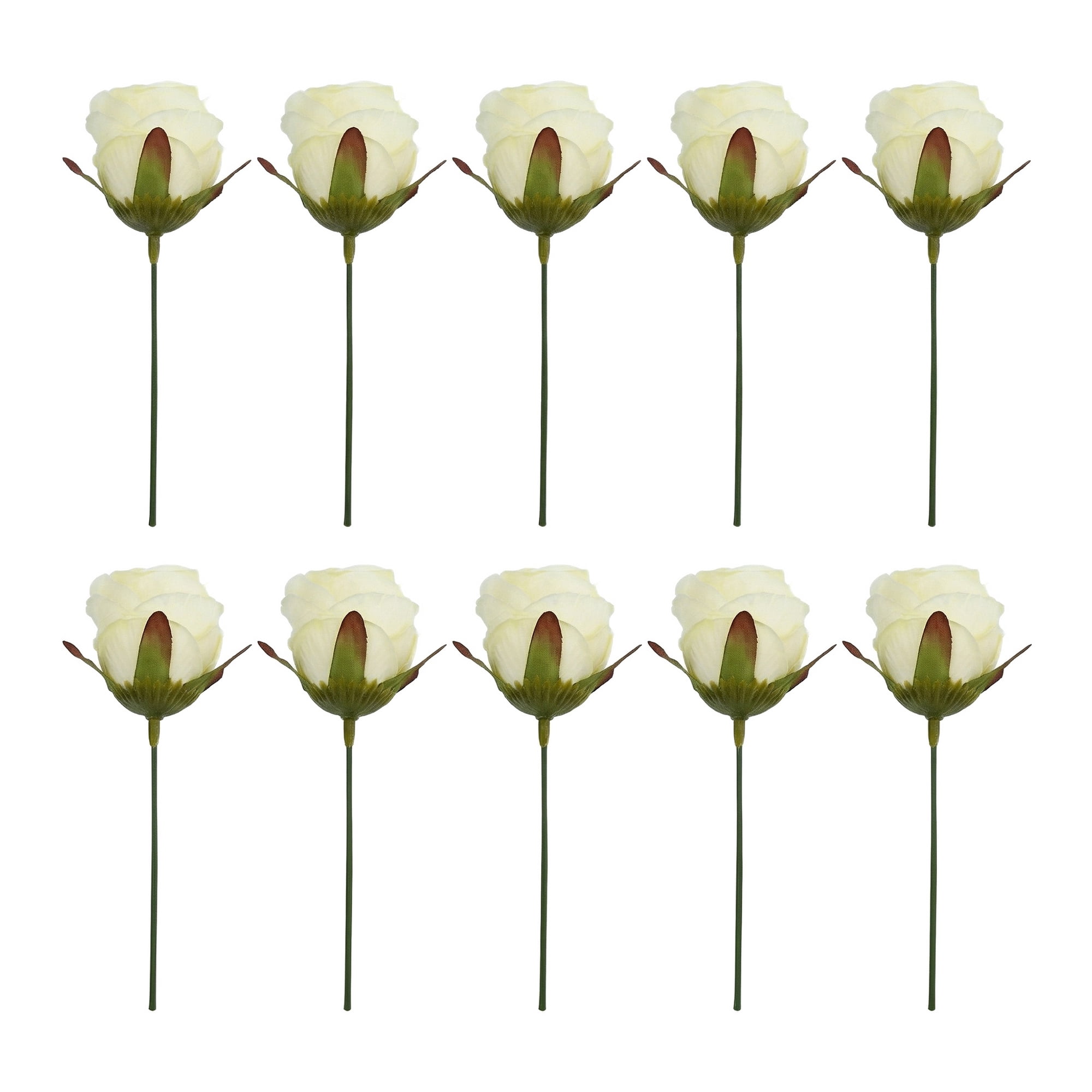 Unique Bargains 10Pcs Artificial Rose Flowers Petite Silk Bouquets Light Yellow 8.1 in