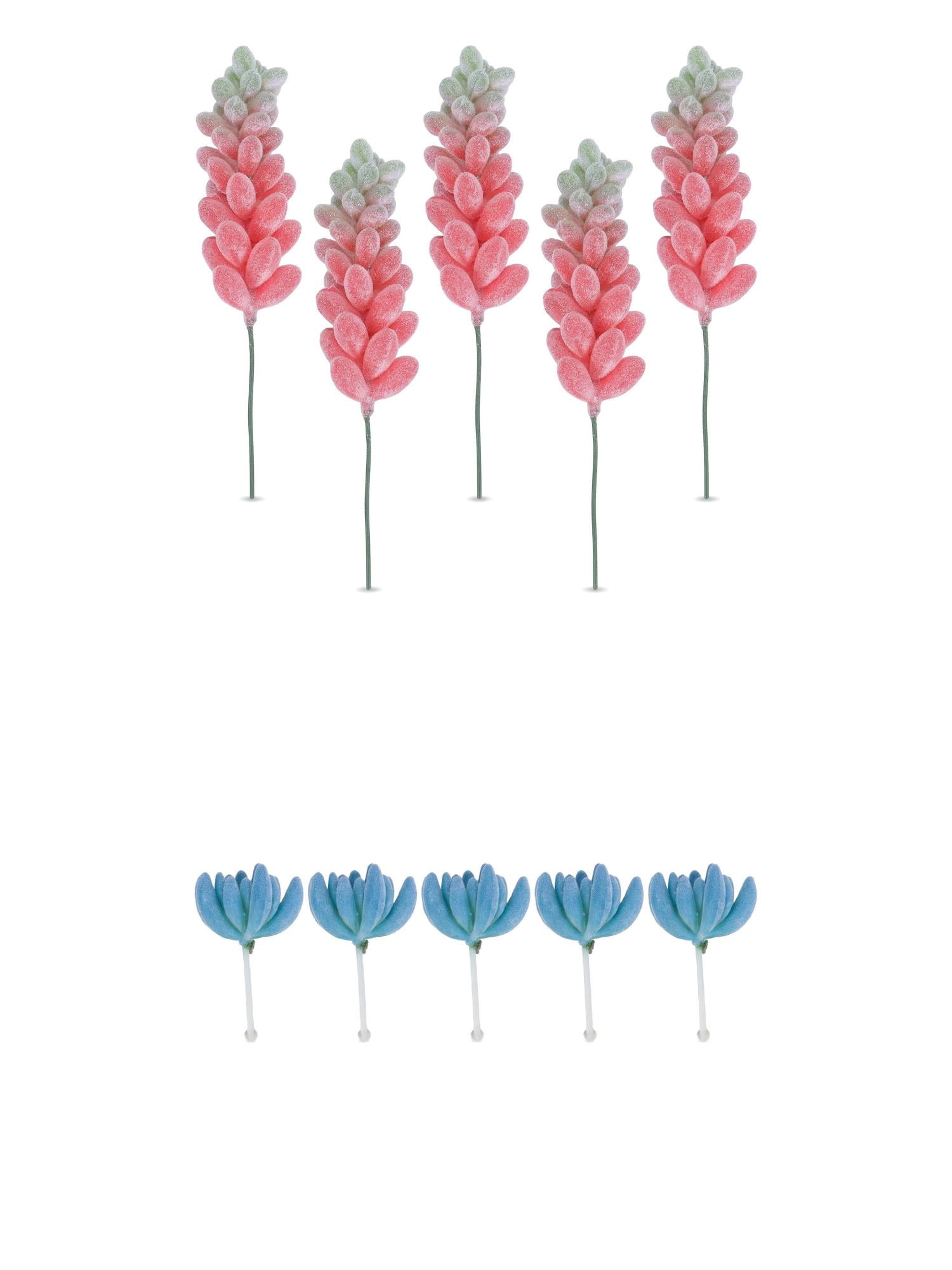 Unique Bargains 10Pcs Artificial Succulents 3.5" Buddha's Hand Blue Deep Pink Wheat Ears