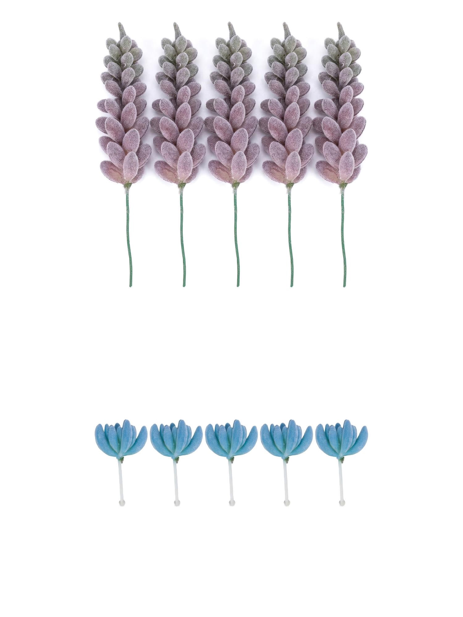 Unique Bargains 10Pcs Artificial Succulents 3.5" Buddha's Hand Blue Wheat Ears Purple