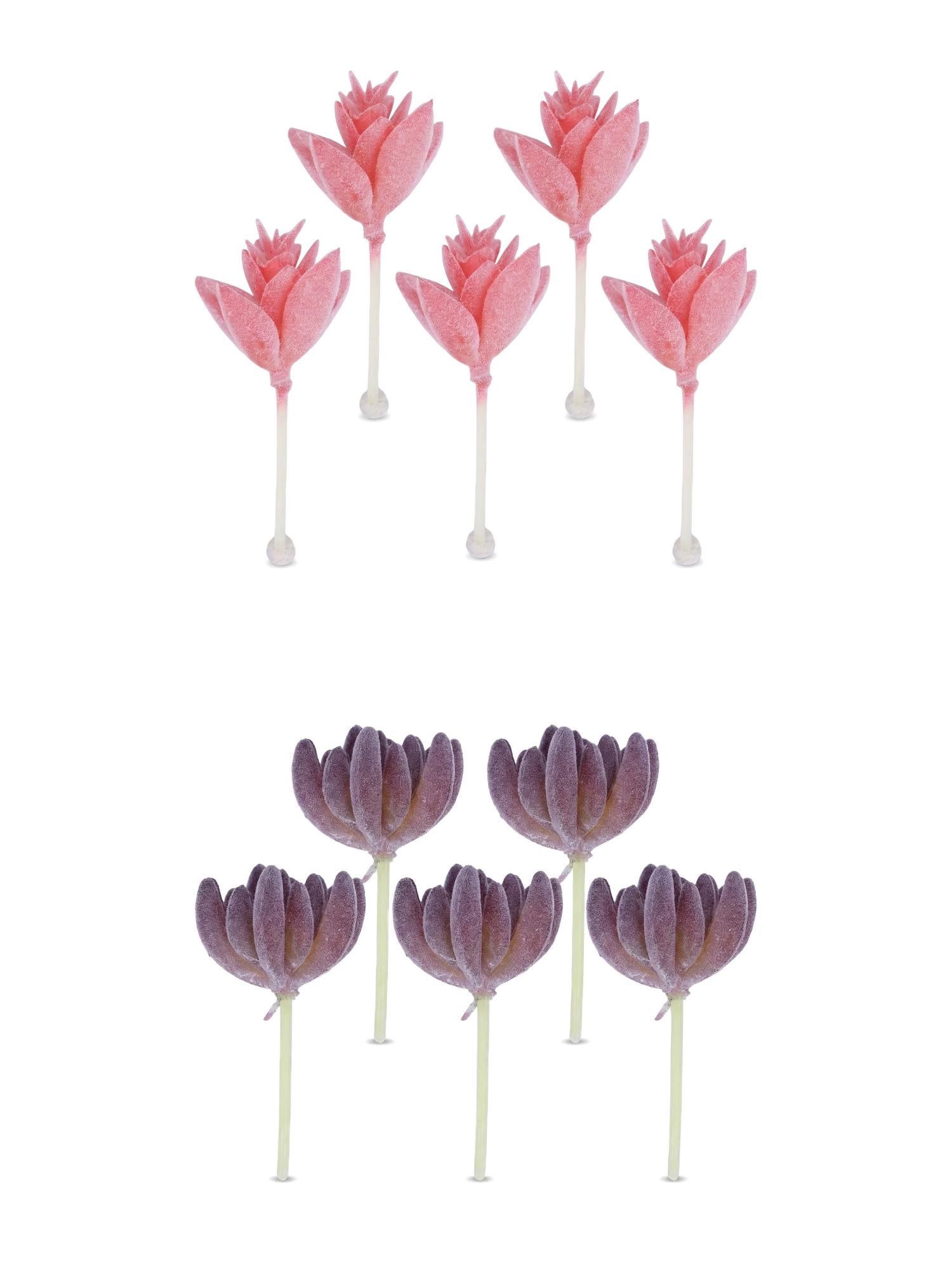 Unique Bargains 10Pcs Artificial Succulents 3.5" Buddha's Hand Purple Lotus Deep Pink