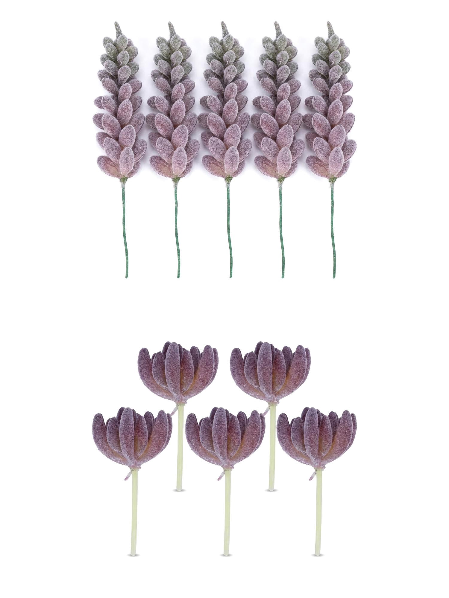 Unique Bargains 10Pcs Artificial Succulents 3.5" Buddha's Hand Purple Wheat Ears Purple