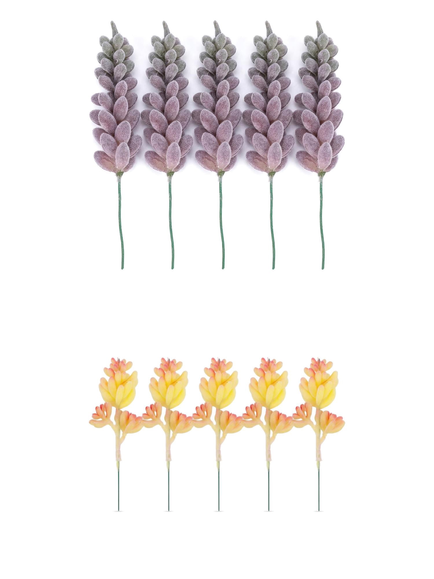 Unique Bargains 10Pcs Artificial Succulents 3.5" Cactus Beige Wheat Ears Green Purple