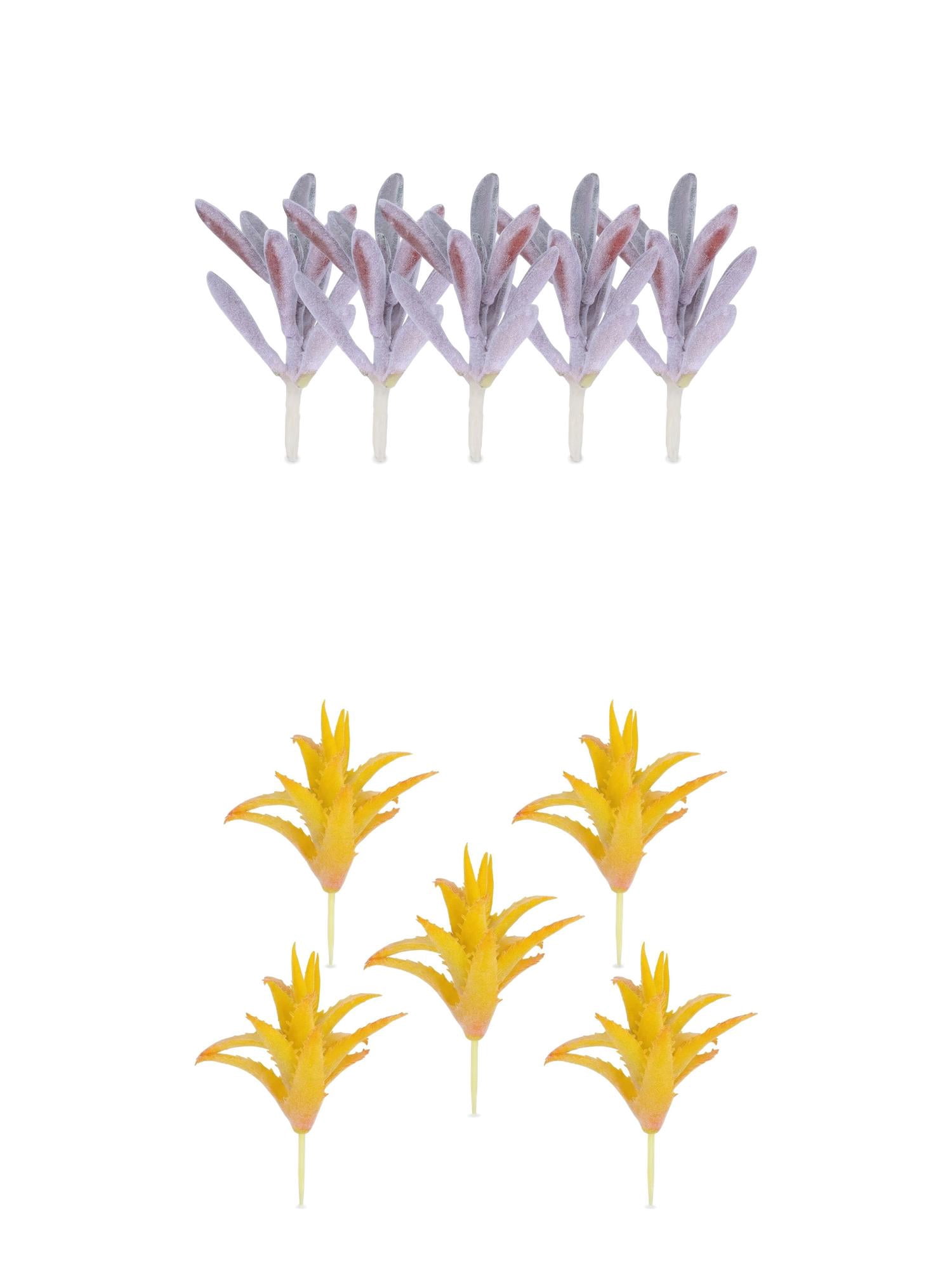 Unique Bargains 10Pcs Artificial Succulents 3.5" Peperomia Purple Aloe Plant Orange-Yellow