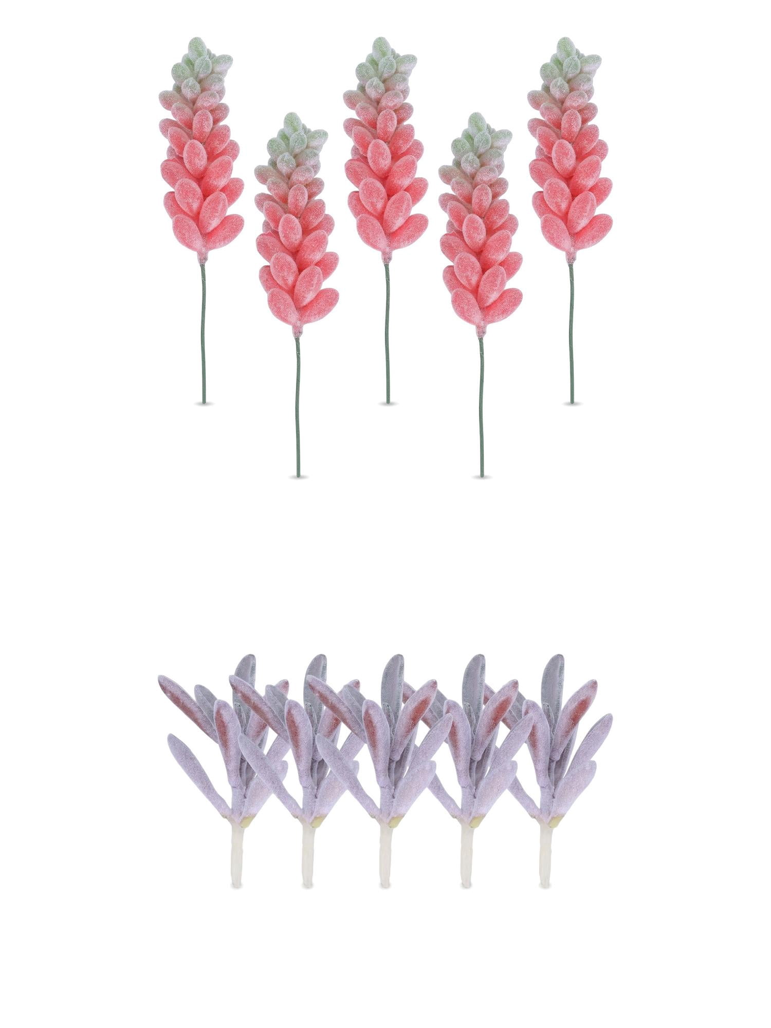 Unique Bargains 10Pcs Artificial Succulents 3.5" Purple Peperomia Deep Pink Wheat Ears
