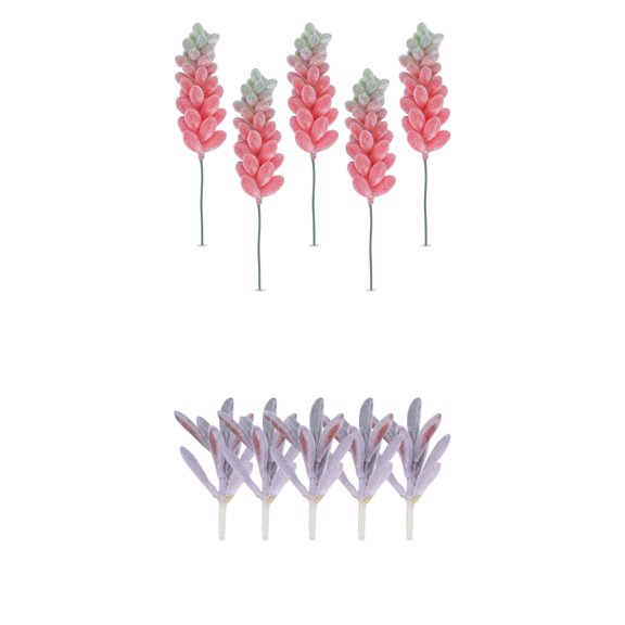 Unique Bargains 10Pcs Artificial Succulents 3.5" Purple Peperomia Deep Pink Wheat Ears