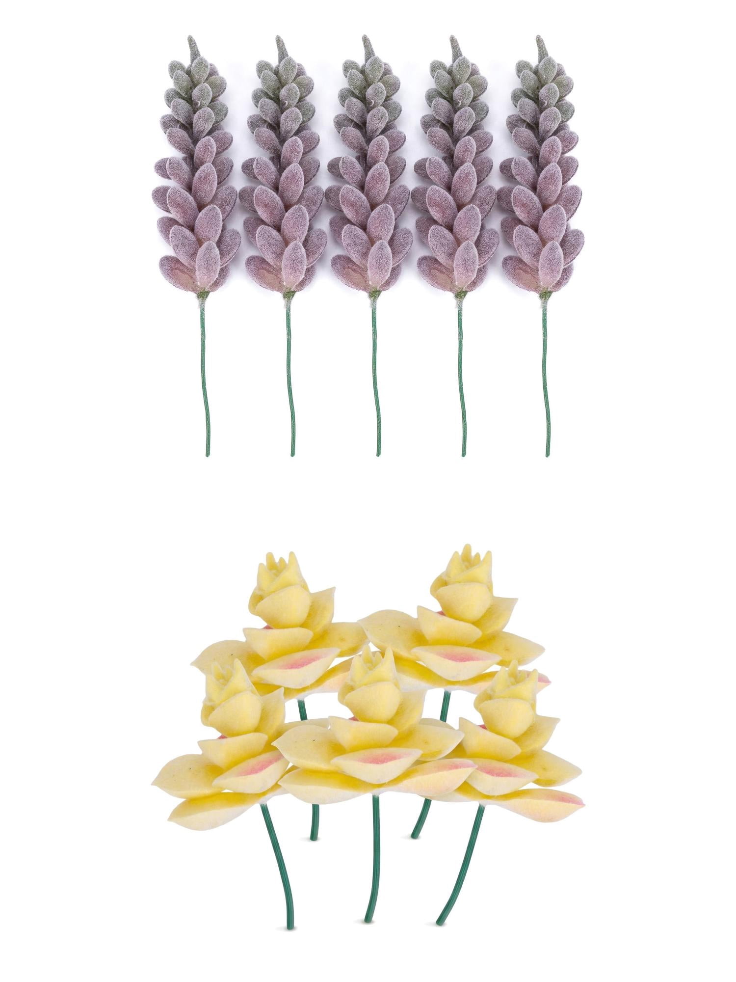 Unique Bargains 10Pcs Artificial Succulents 3.5" Wheat Ears Green Purple Rose Beige