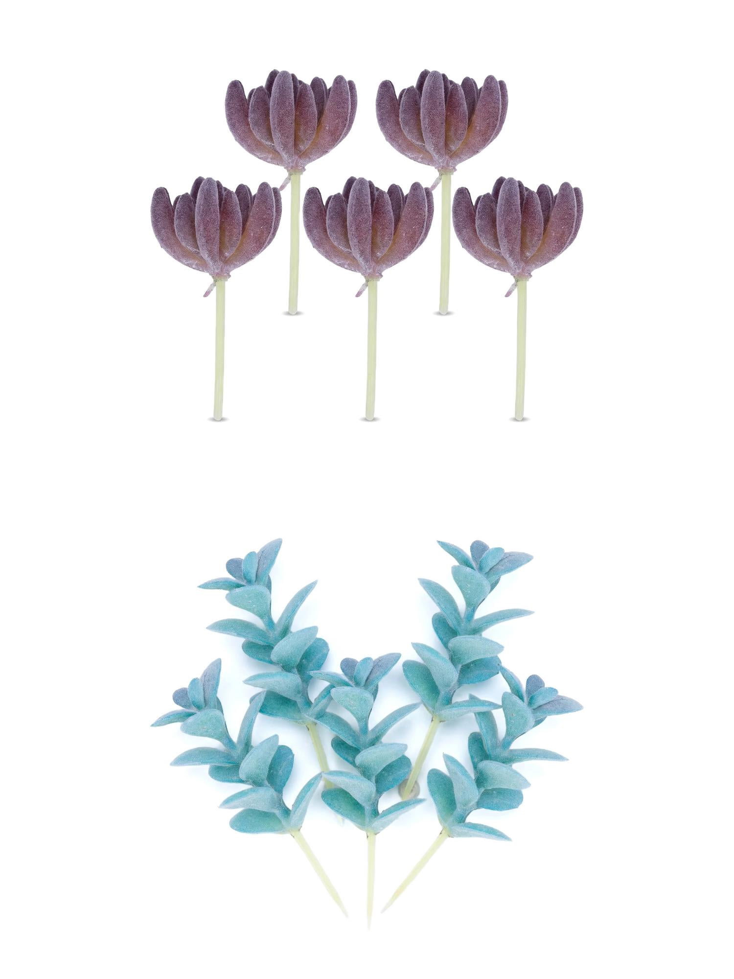 Unique Bargains 10Pcs Artificial Succulents Blue Bean Sprouts Buddha's Hand Purple 3.5"