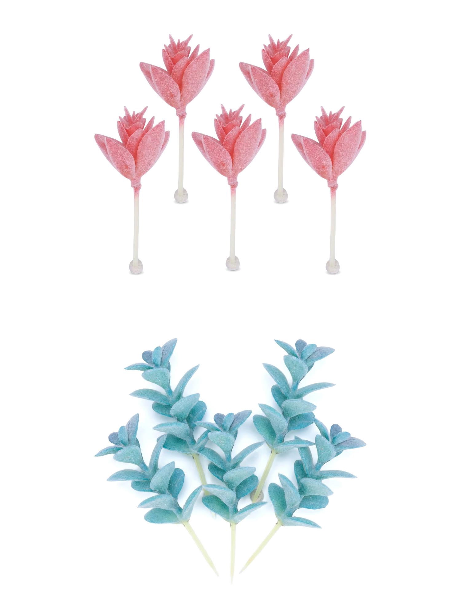 Unique Bargains 10Pcs Artificial Succulents Blue Bean Sprouts Lotus Deep Pink 3.5"