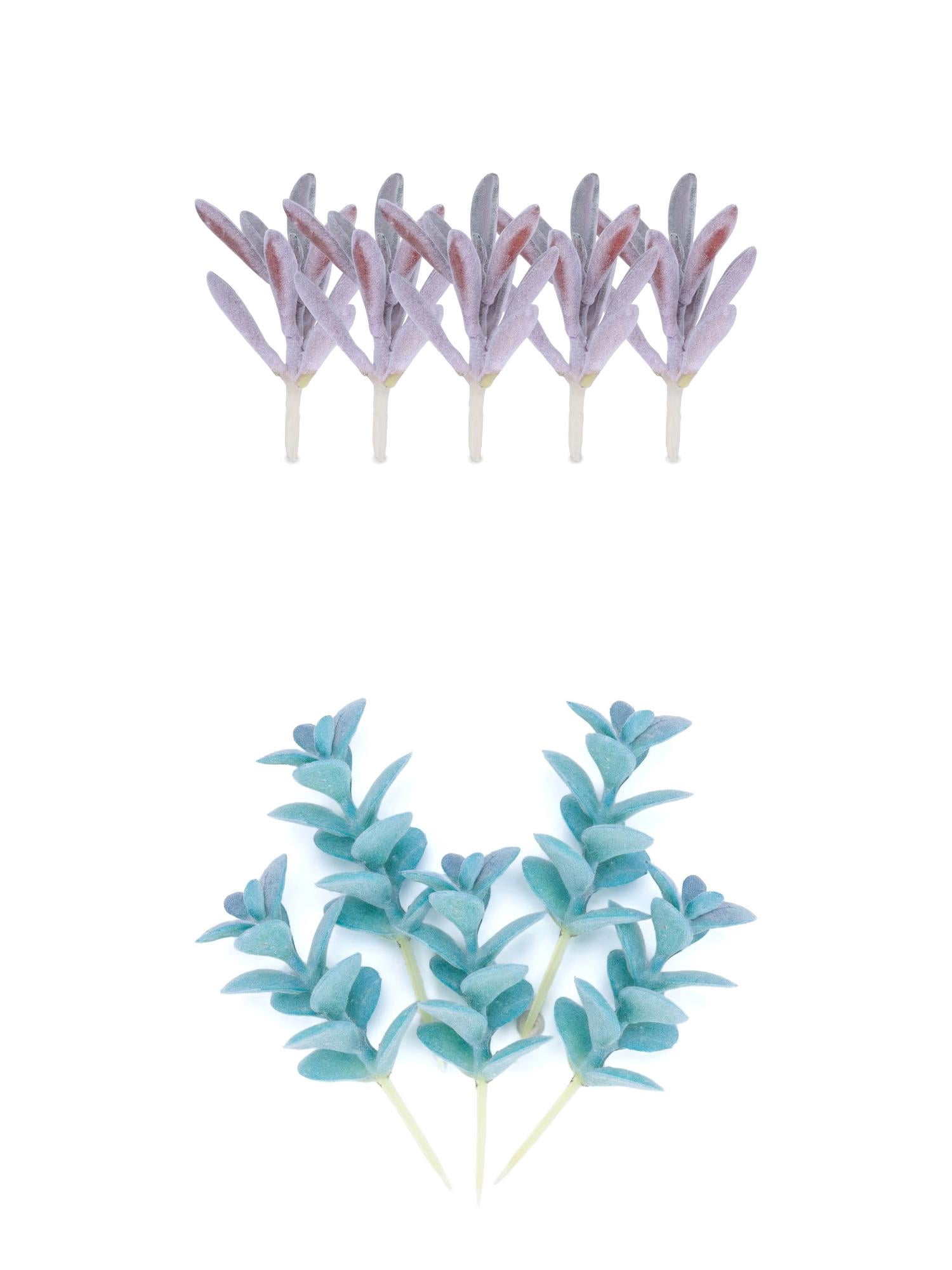 Unique Bargains 10Pcs Artificial Succulents Blue Bean Sprouts Peperomia Purple 3.5"