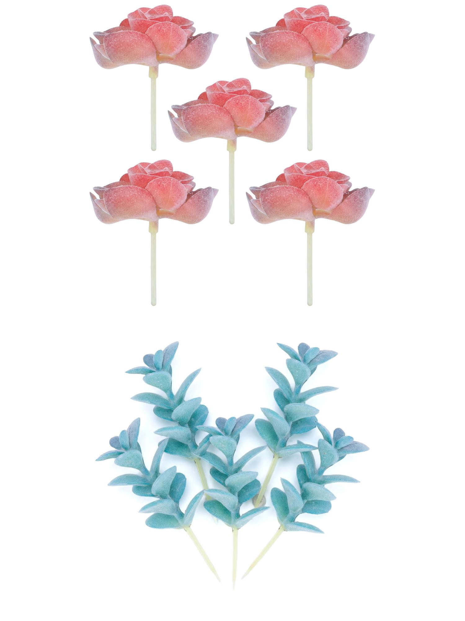 Unique Bargains 10Pcs Artificial Succulents Sprouts 3.5" Blue Bean Sprouts Lotus Pink