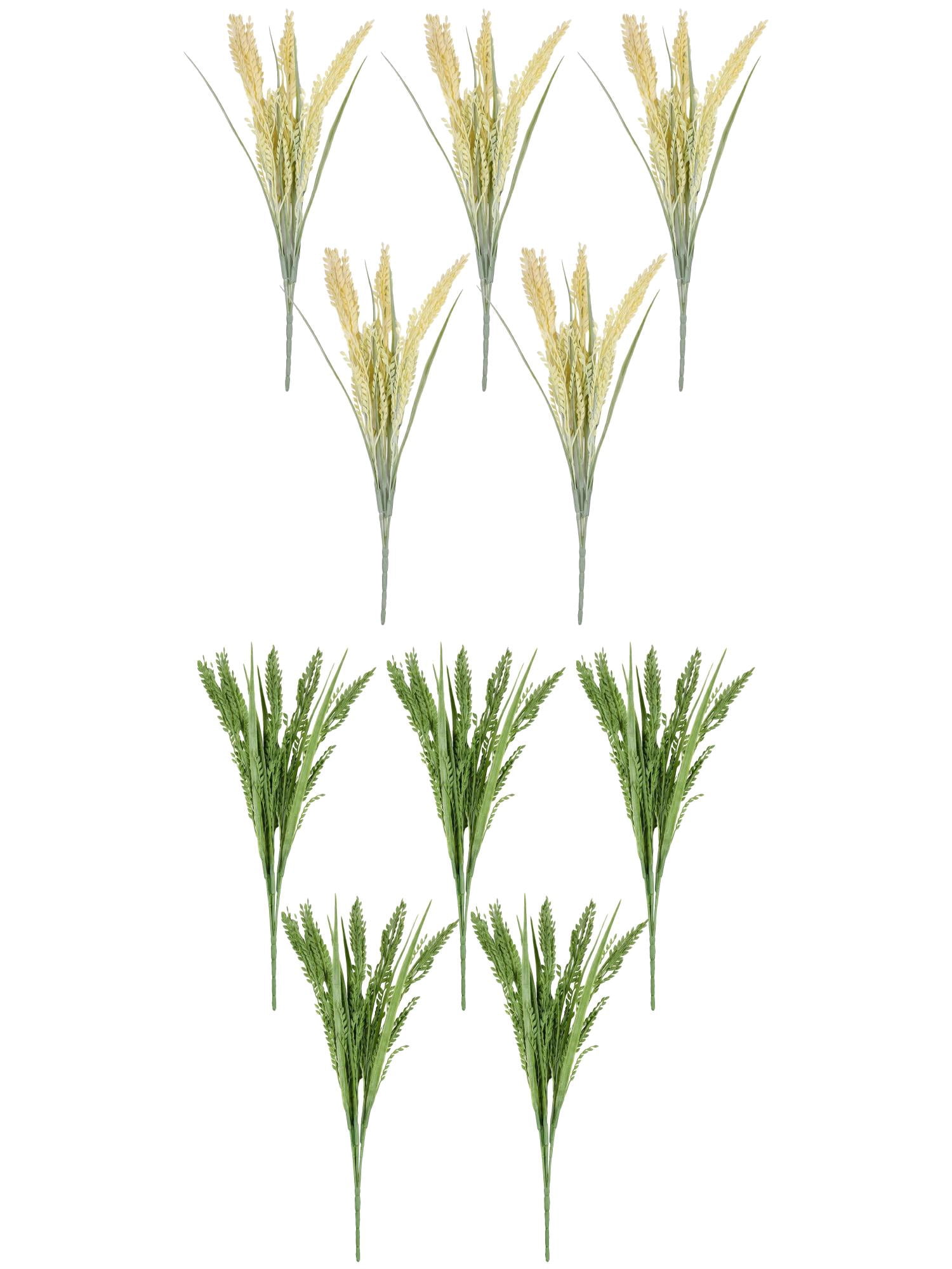 Unique Bargains 10Pcs Artificial Wheat Stems 15.7" Milky White Green