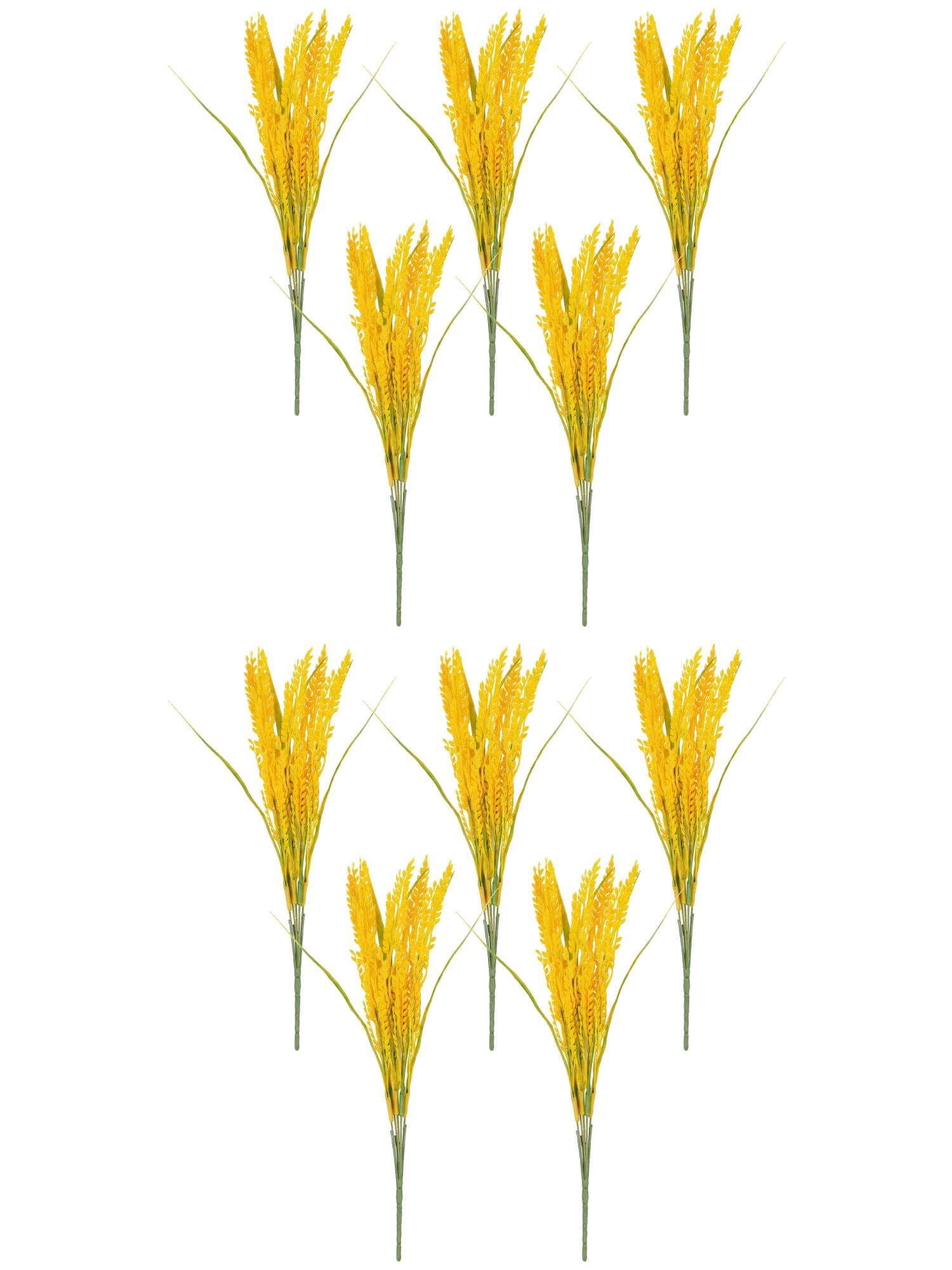 Unique Bargains 10Pcs Artificial Wheat Stems 15.7" Yellow