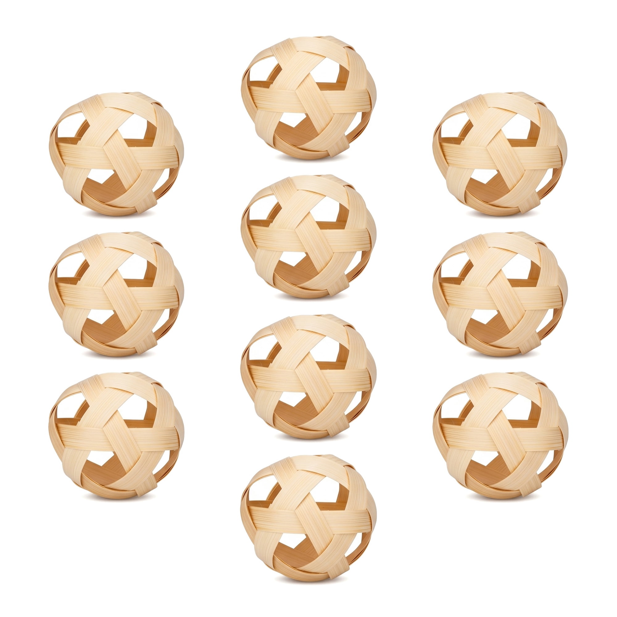 Unique Bargains 10Pcs Bamboo Balls Fillers Natural Hanging Craft Ornaments Beige 3.1"