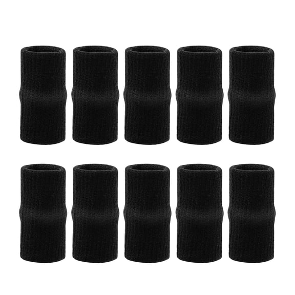 Unique Bargains 10Pcs Black Ball Games Stretchy Finger Sleeves Protector Wrap Support for Adult