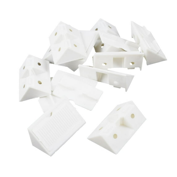 Unique Bargains 10Pcs Chair Door Furniture Plastic Right Angle Brackets Corner Braces White