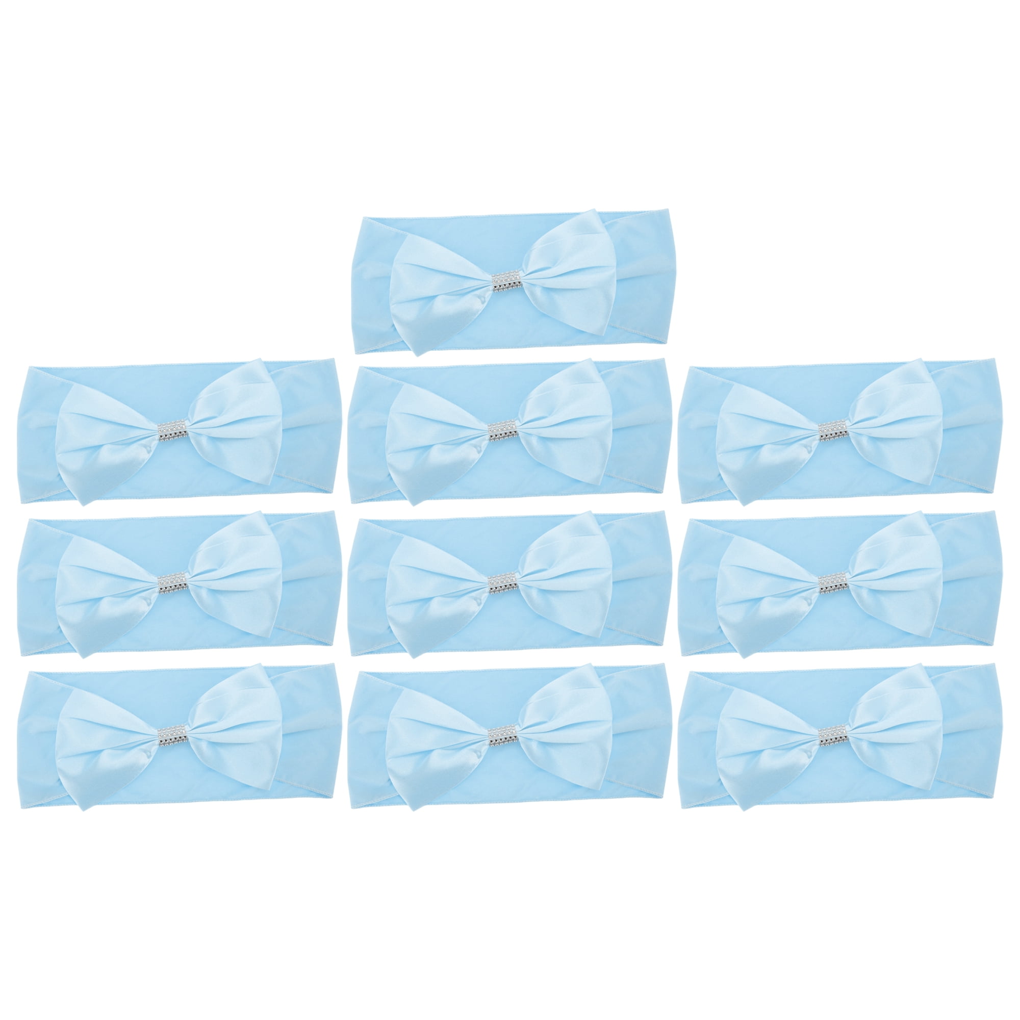 Unique Bargains 10Pcs Chair Sashes Bow Stretch Cover Band for Wedding Christmas Dark Blue