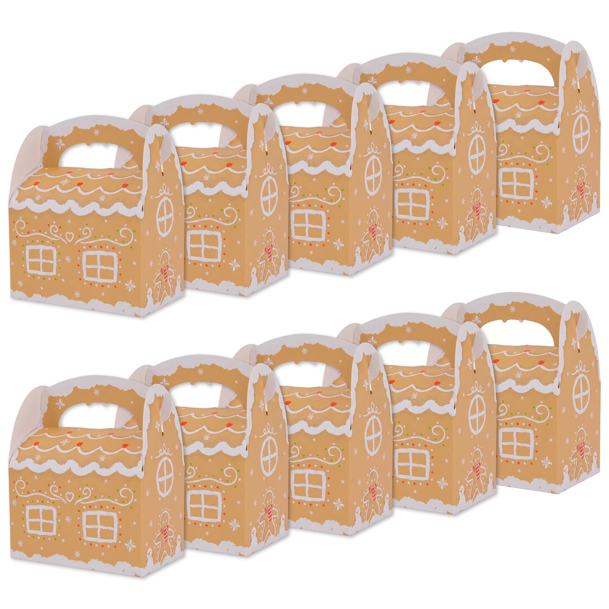 Unique Bargains 10Pcs Collapsible Gift Box Set with Christmas Pattern Brown 7.1"x4.9"x3.1"