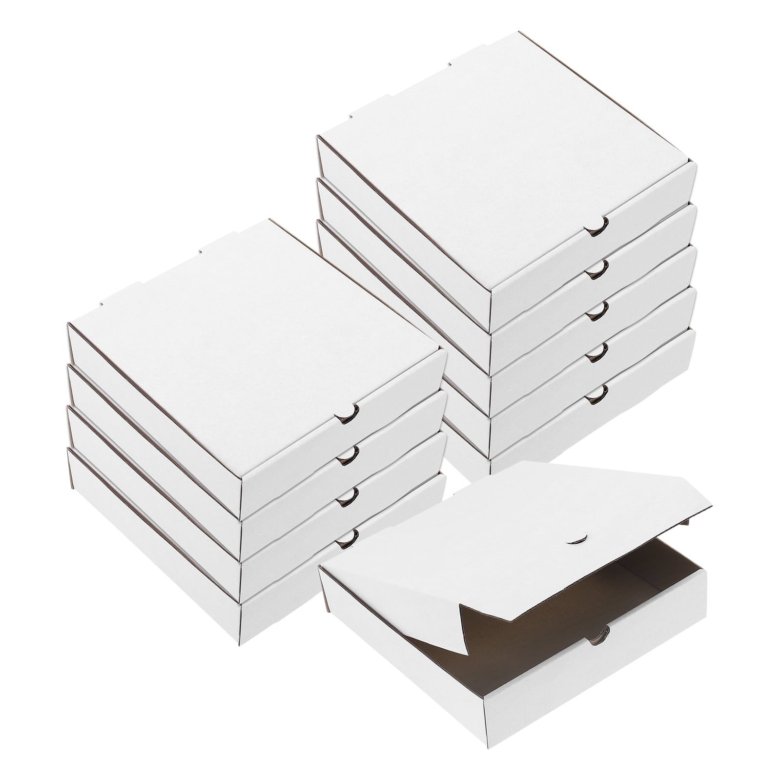 Unique Bargains 10Pcs Cowhide Paper Mini Pizza Boxes for Cookies Party 10" x 10" White