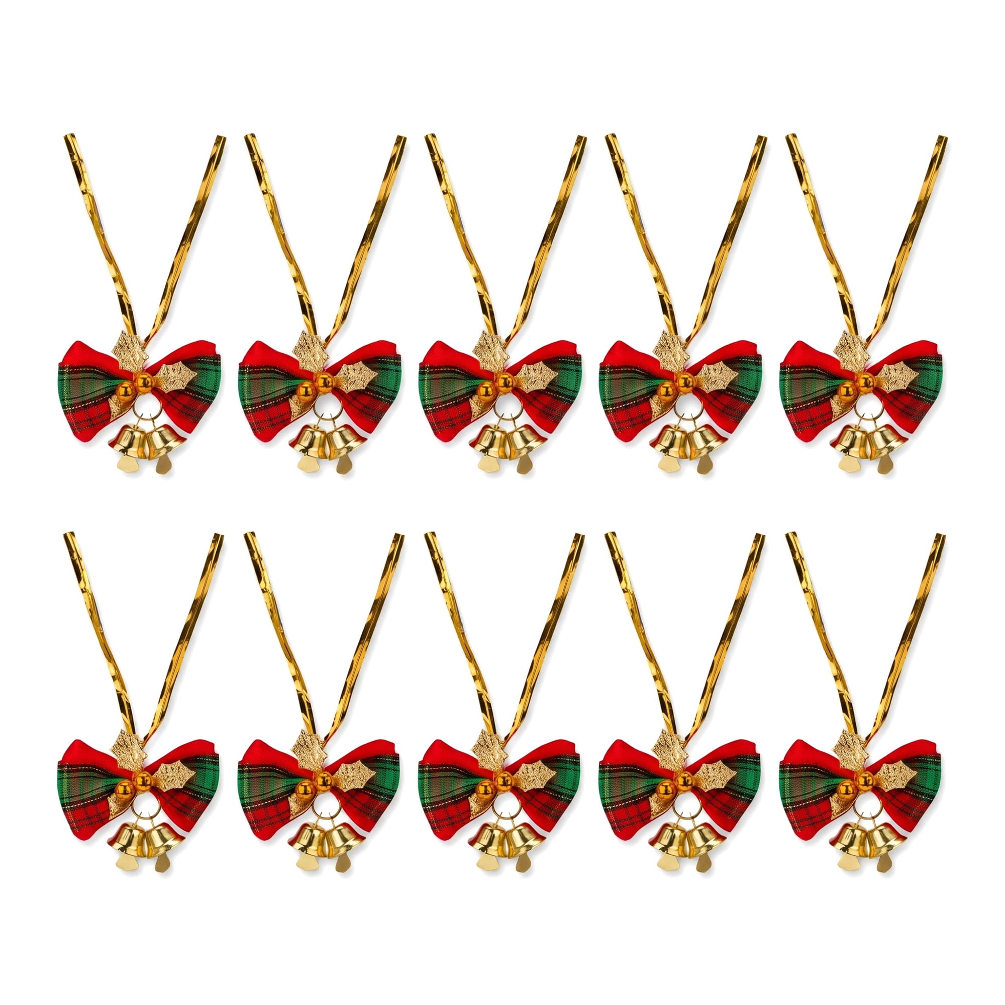 Unique Bargains 10Pcs Craft Small Hanging Bells Bronze Gold Leaf 2"L x 1"W x 2"H
