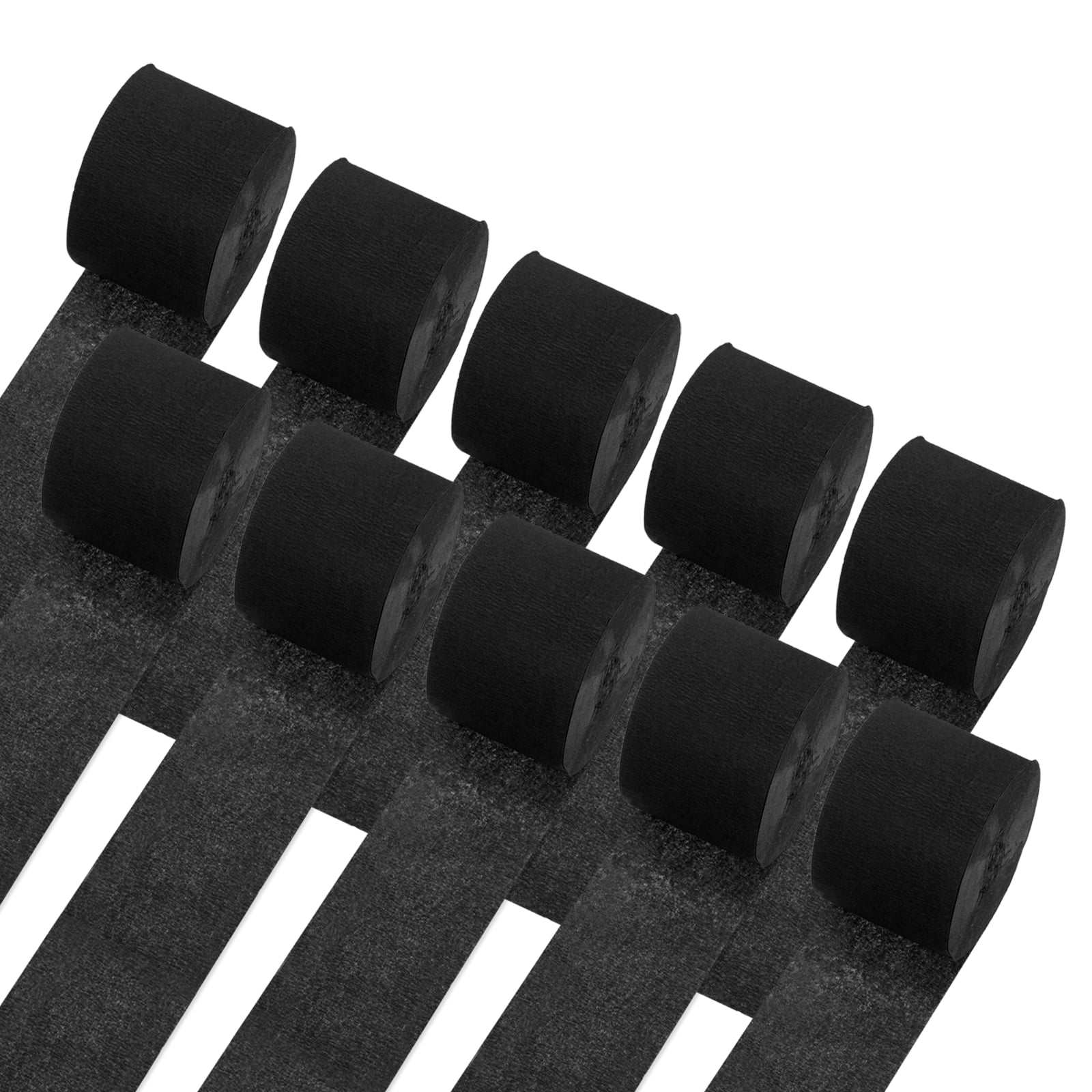 Unique Bargains 10Pcs Crepe Paper Streamers for Party Black 1.8in x 82ft