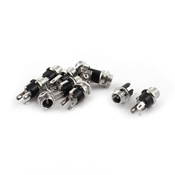 Unique Bargains 10Pcs DC Power Jack Socket Female Coaxial Panel Mount Connector 5.5mmx2.1mm