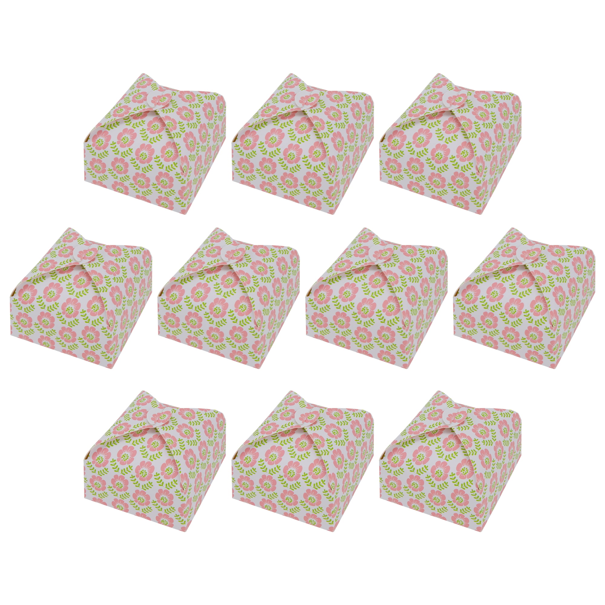 Unique Bargains 10Pcs Elegant Tiny Empty Square Treats Box Light Pink 3"x3"x1.4"