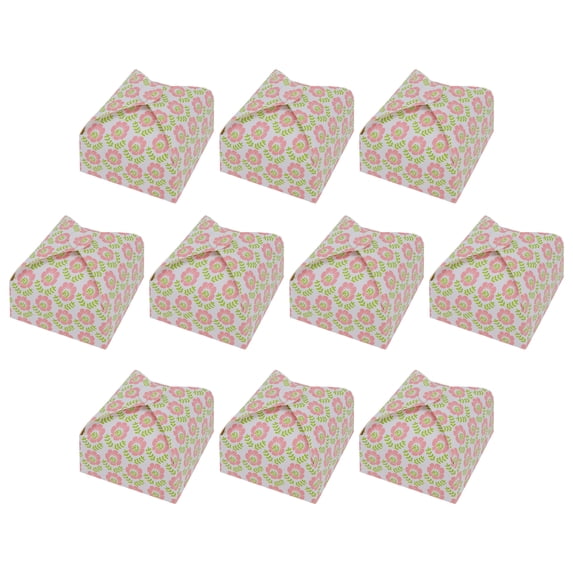 Unique Bargains 10Pcs Elegant Tiny Empty Square Treats Box Light Pink 3"x3"x1.4"