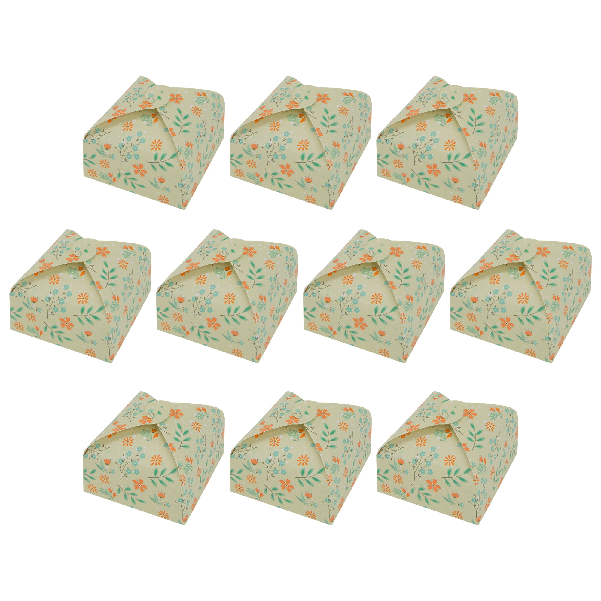 Unique Bargains 10Pcs Elegant Tiny Empty Square Treats Box Yellow 3"x3"x1.4"
