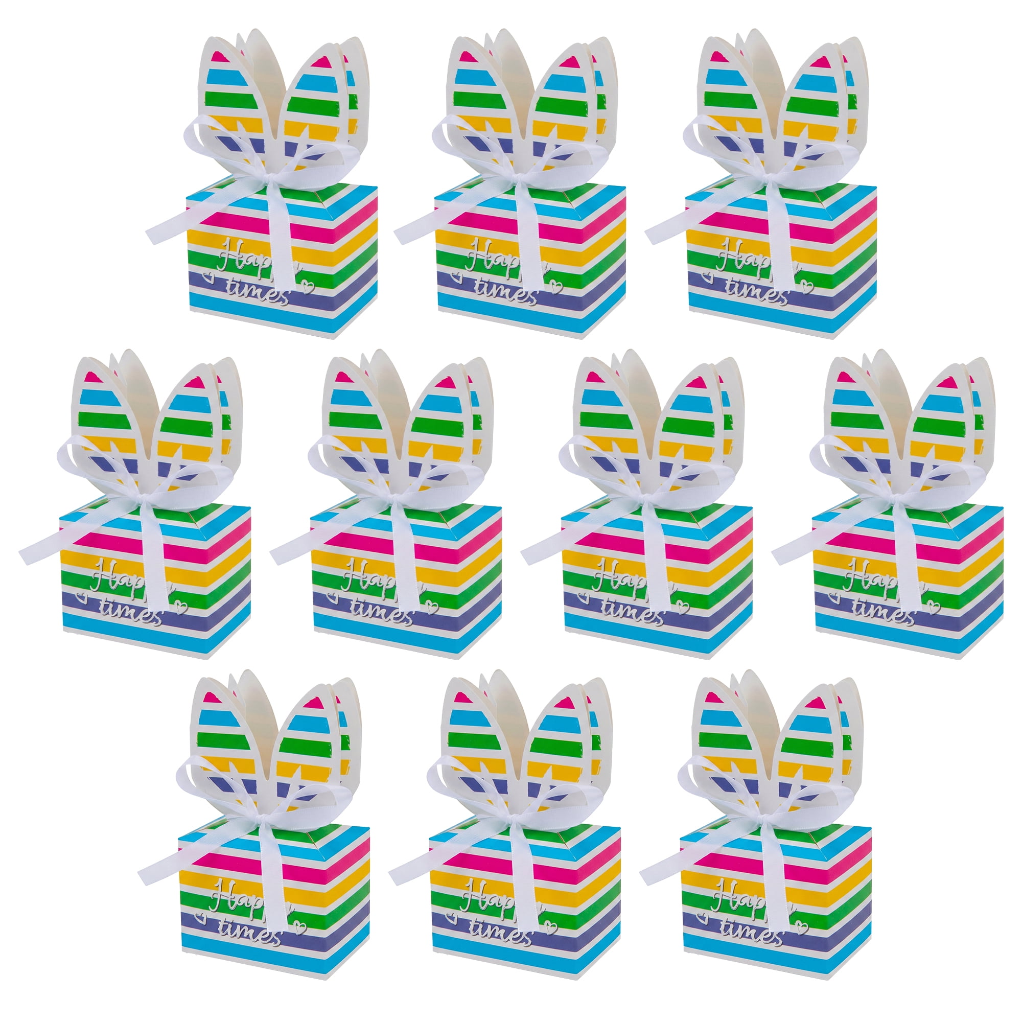 Unique Bargains 10Pcs Flat Packed Bunny Shaped Gift Boxes Multicolor 3.1"x2.2"x2.4"