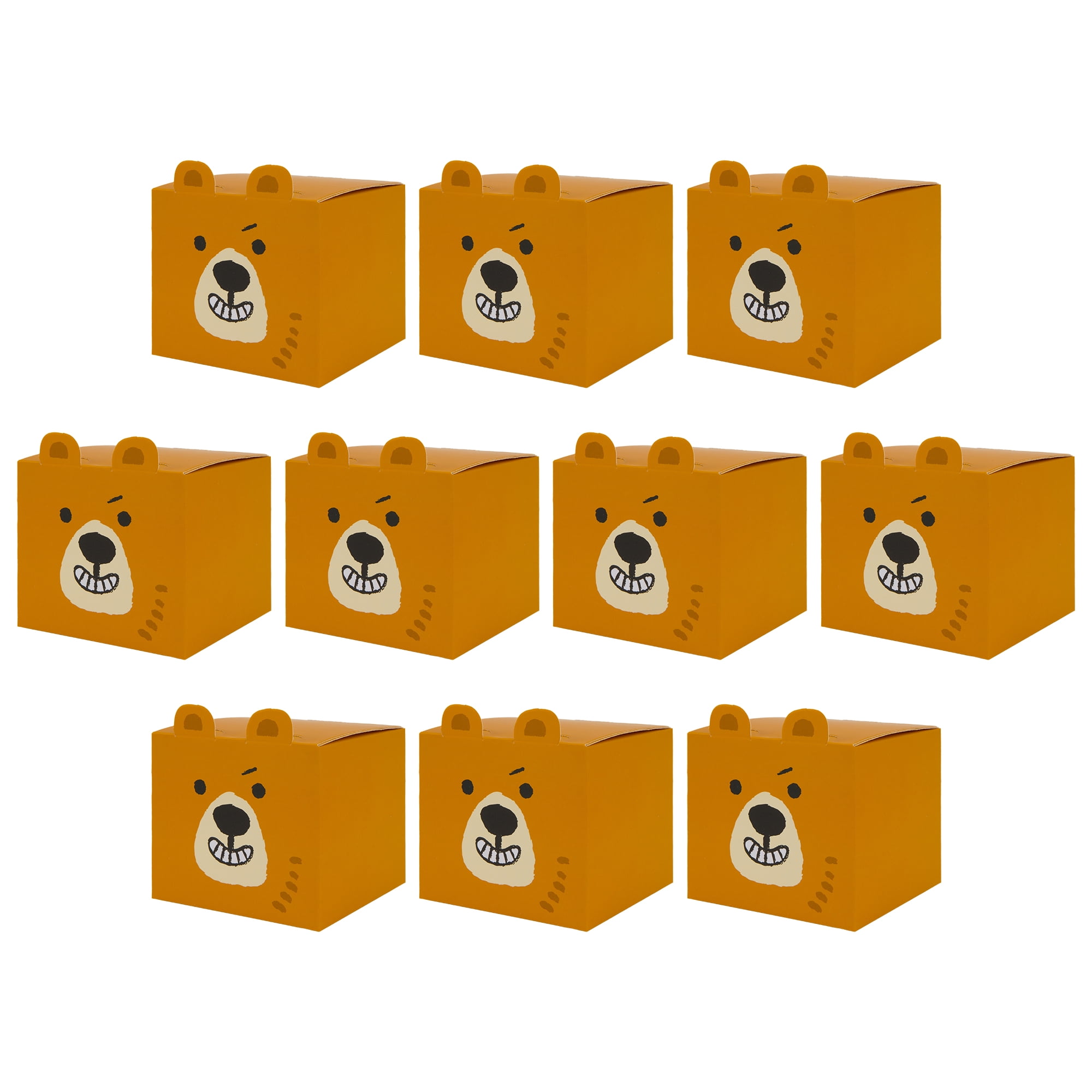 Unique Bargains 10Pcs Flat Packed Folding Animal Shapes Gift Boxes Brown 3.5"x3.5"x3.5"