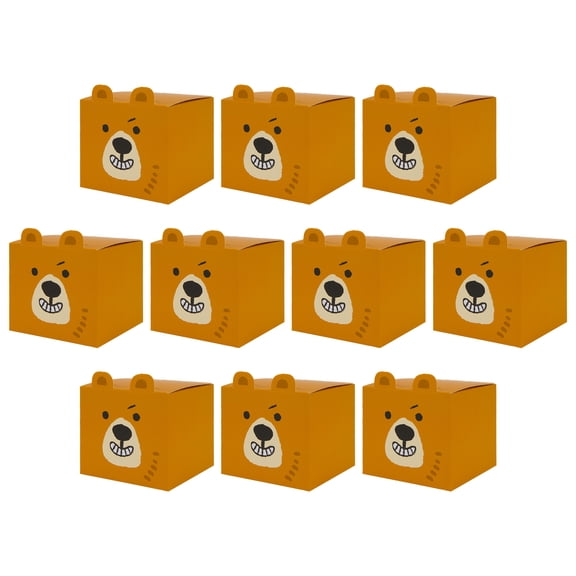 Unique Bargains 10Pcs Flat Packed Folding Animal Shapes Gift Boxes Brown 3.5"x3.5"x3.5"